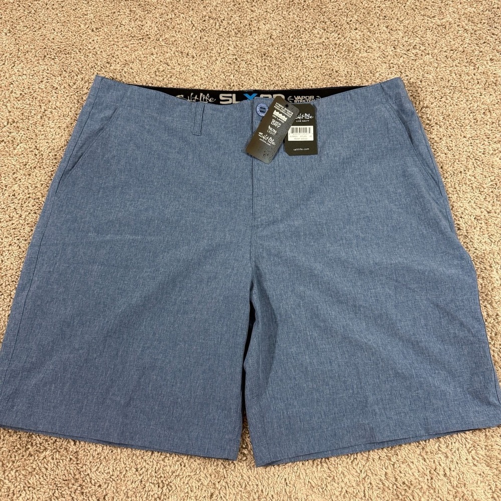 Salt Life SLX-QD Boardwalk Hybrid Shorts Mens 40 Blue Vapor Stretch NWT